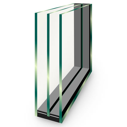 Triple glas geplaatst in kozijn